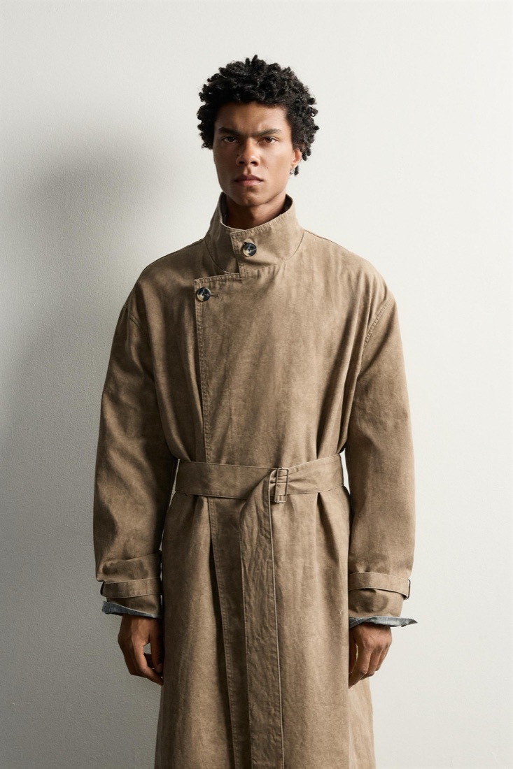 Relaxed Fit Washed Effect Trench Coat