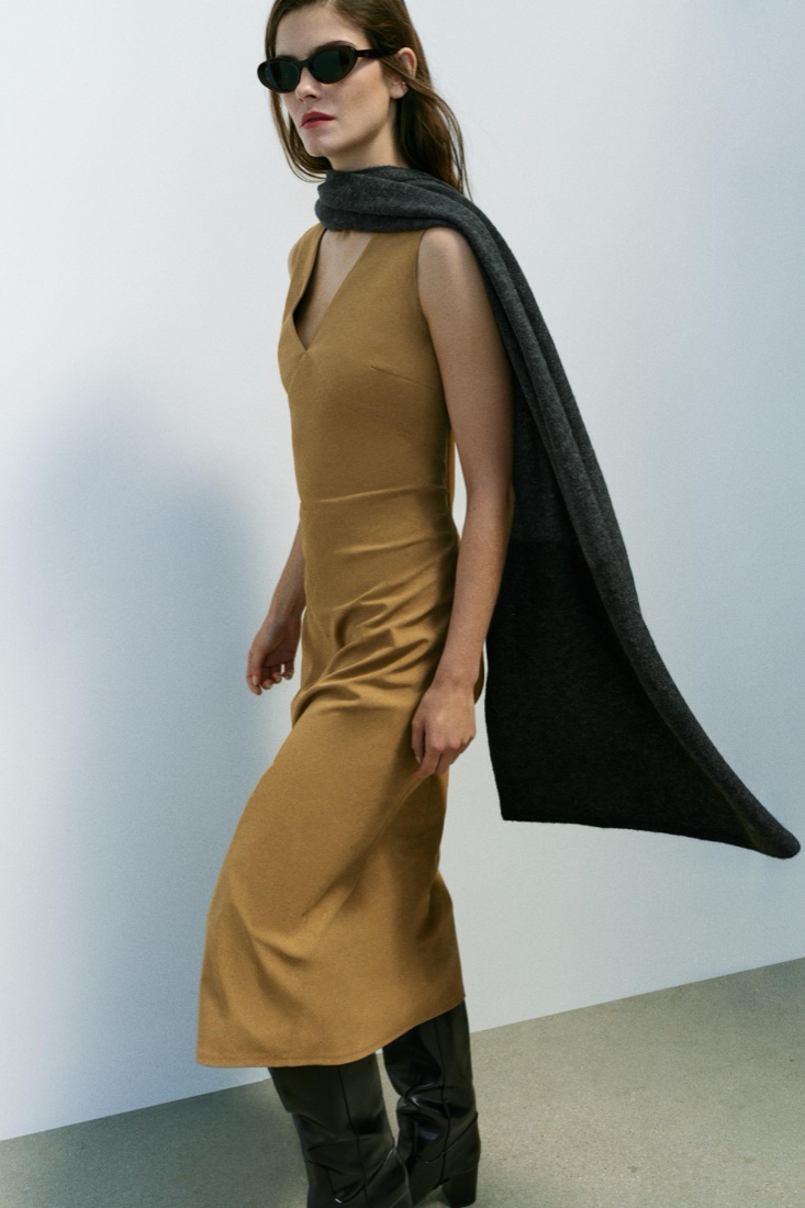 Faux Suede Midi Dress