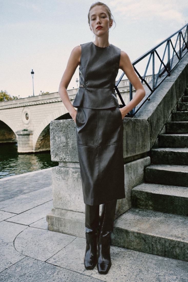 Midi Leather Effect Skirt