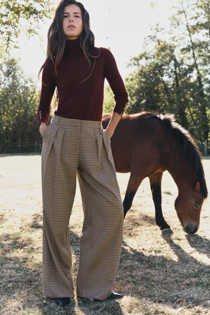 Wide-Leg Check Trousers