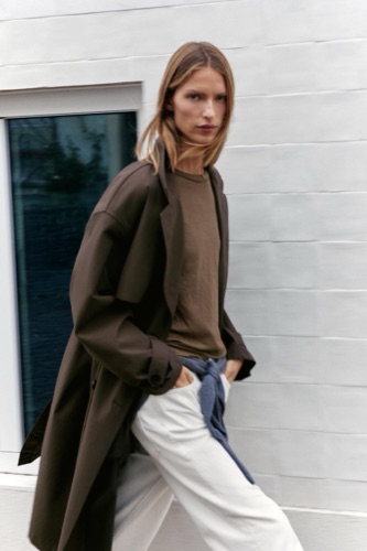 Zara Water-repellent windbreaker trench coat with belt