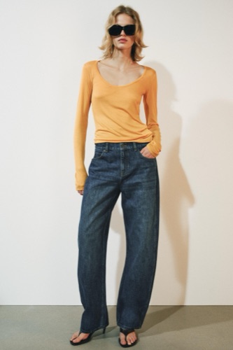 Zara curved straight mid-waist jeans