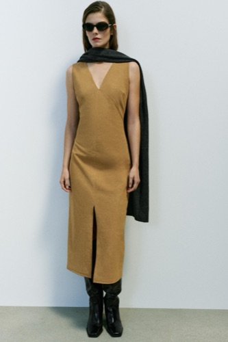 Zara Faux suede midi dress