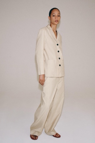 Zara striped linen blend trousers
