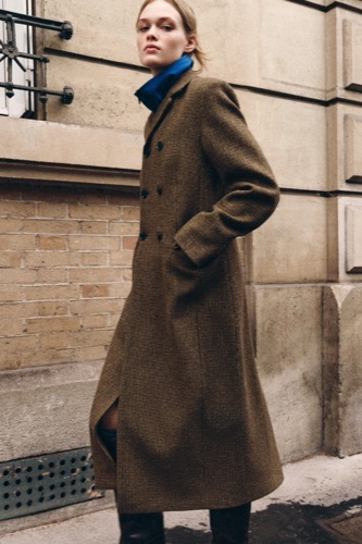 Zara 100% wool check coat