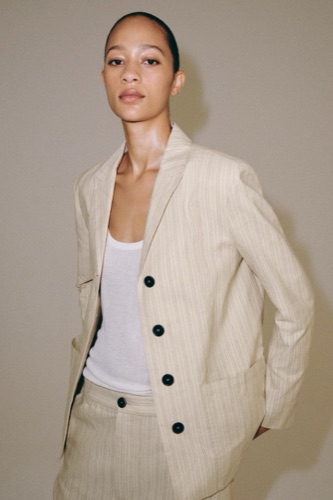 Zara striped linen blend blazer