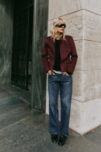 Zara Faux suede frog fastening jacket