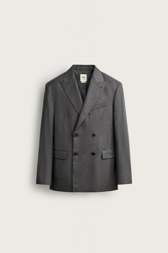 Zara 100% wool striped suit blazer