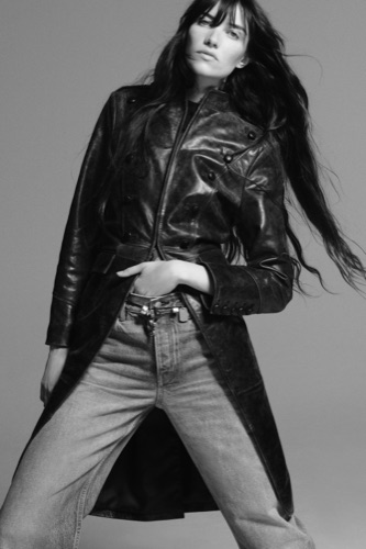 Zara 100% leather bib jacket