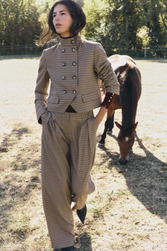 Zara Wide-leg check trousers