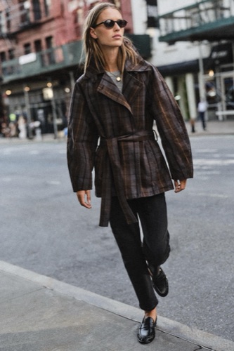 Zara Belted check trench coat