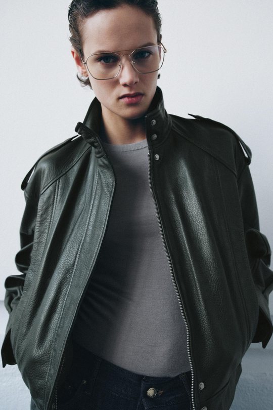 Look: leather bomber