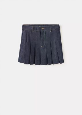Pleated denim skirt