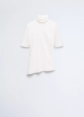 Asymmetric turtleneck top