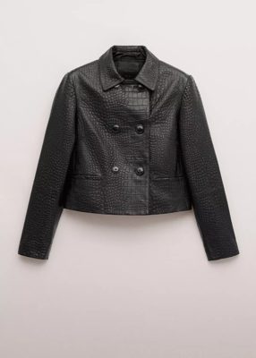 Double-breasted leather jacket