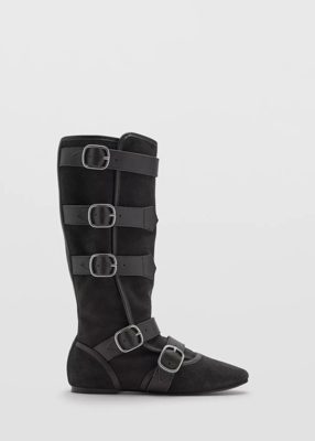 Suede buckle boots