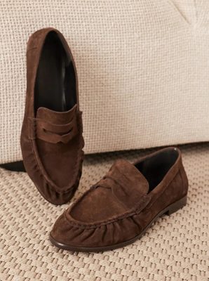 Brown suede loafers