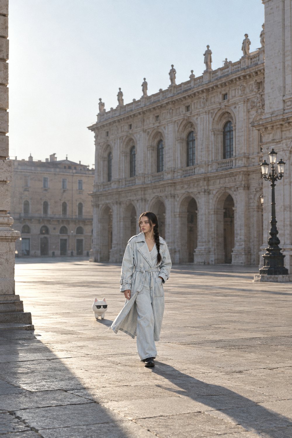 Denim trench and relaxed jeans