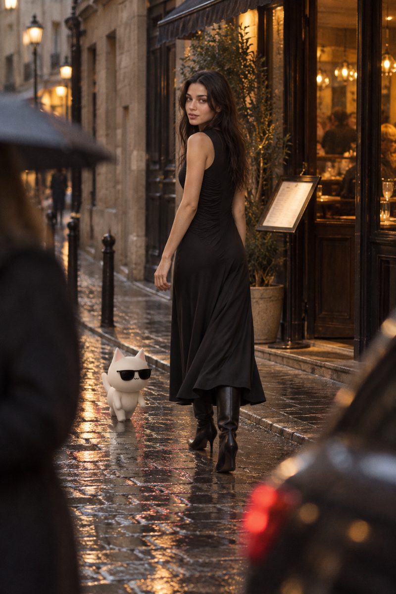 Dress and boots, worn by Kate
