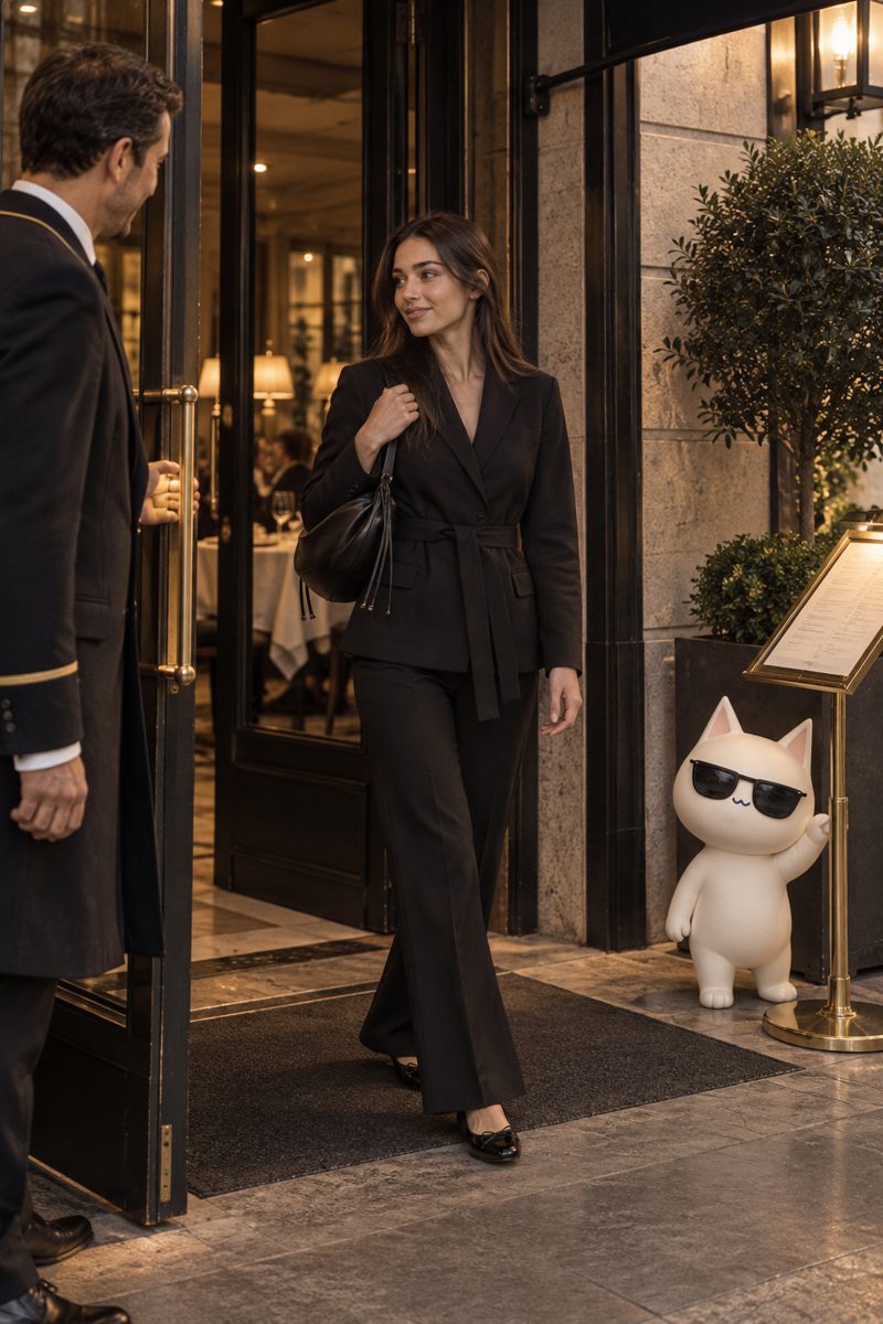 Blazer, trousers and top, worn by Kate