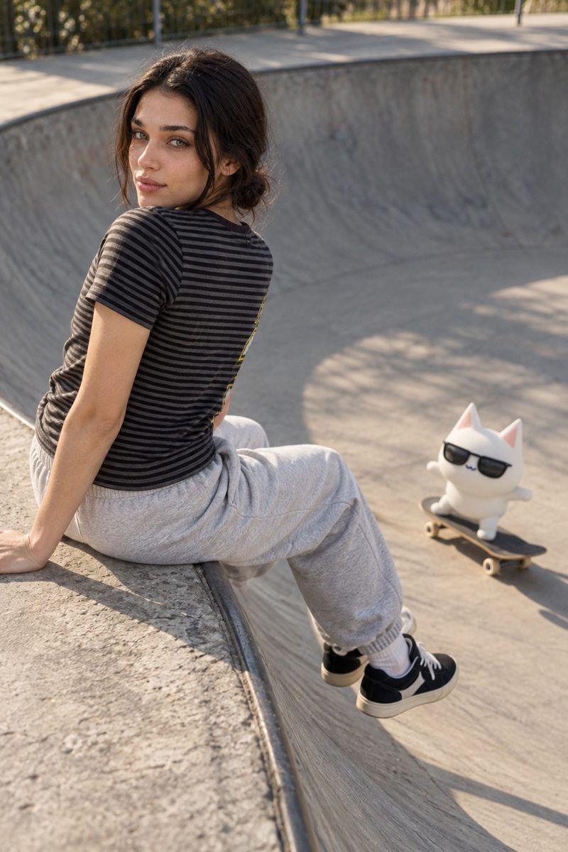 Striped t-shirt and sweatpants, worn by Kate