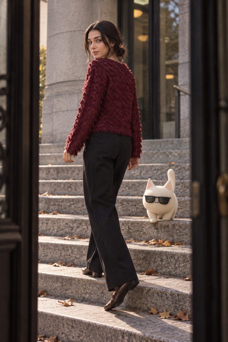 Blouse, trousers and flats, worn by Kate
